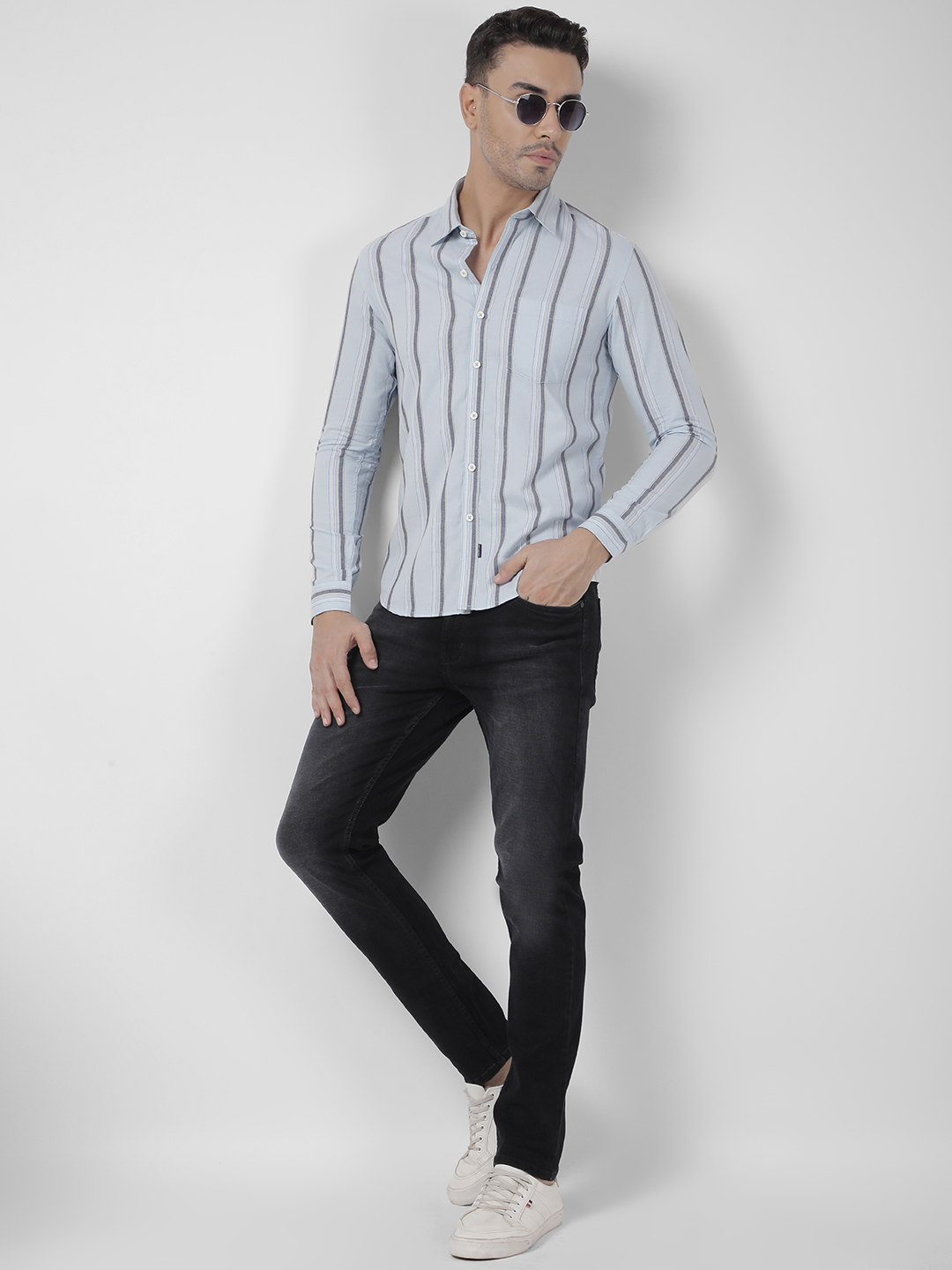 Numero Uno Men Striped Blue Shirt